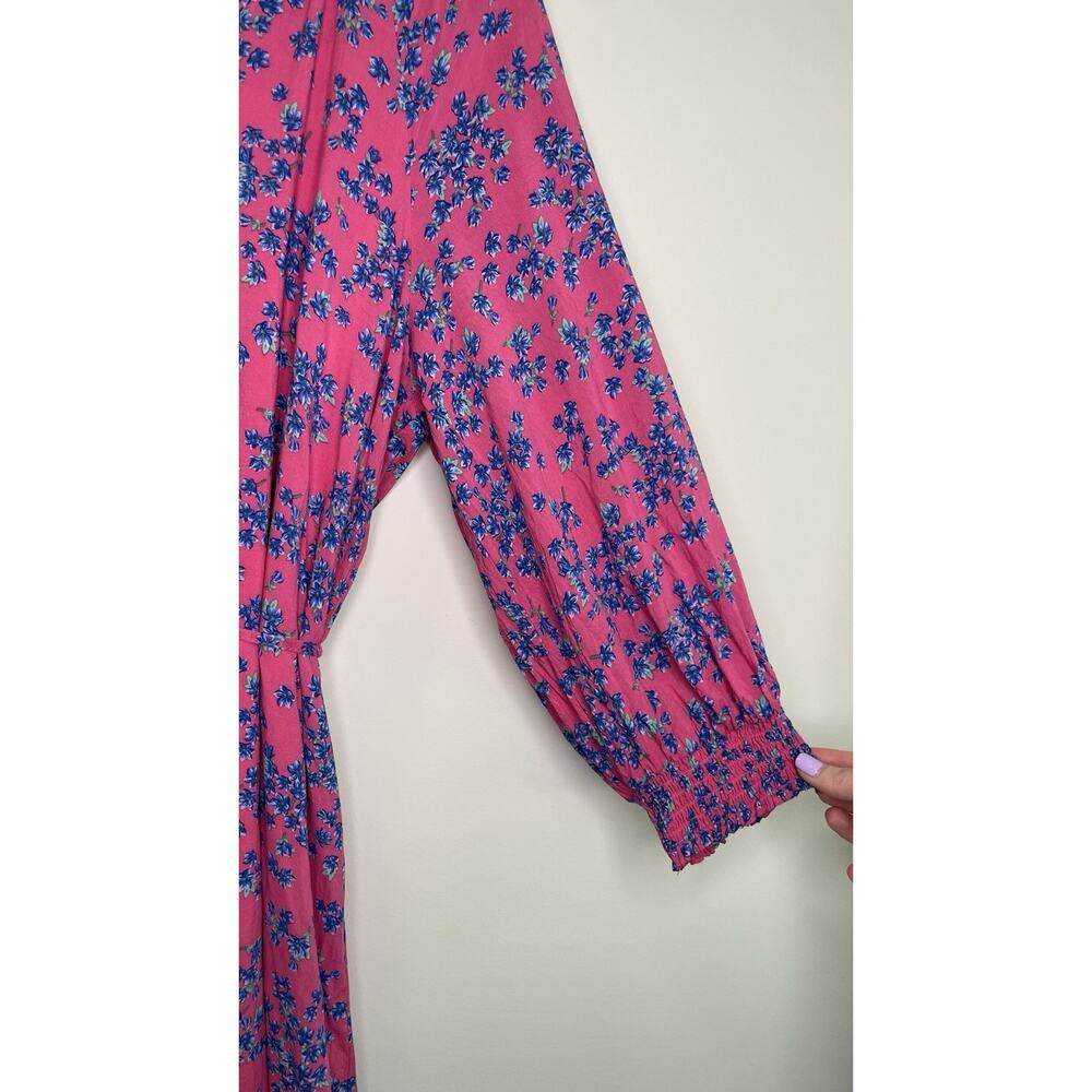 Draper James RSVL Floral Smocked Preppy Cottagecore Mini Dress Pink Blue Large L - Picture 5 of 11